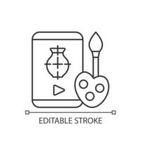 Zeichnungs-Tutorials lineares Symbol. Kunstunterricht. e Lernen für Malerei. Schule zum Fernstudium. dünne Linie anpassbare Illustration. Kontursymbol. Vektor isolierte Umrisszeichnung. bearbeitbarer Strich