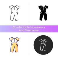 Overall-Symbol. weibliches Outfit. Damen Sportbekleidung. trendige kleidung für damen. stylisches Kleidungsstück. bequeme Haus- und Nachtwäsche. lineare Schwarz- und RGB-Farbstile. isolierte vektorillustrationen vektor