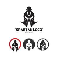 spartanisches Logo schwarzer Gladiator und Vektordesign Helm und Kopf schwarz vektor