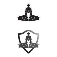 spartanisches Logo schwarzer Gladiator und Vektordesign Helm und Kopf schwarz vektor