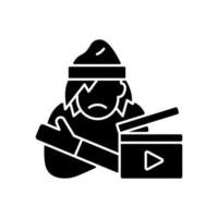 sociala videor svart glyph ikon. film för allmänhetens medvetenhetskampanj. dokumentär om fattigdom. filmskapande om sociala frågor. silhuett symbol på vitt utrymme. vektor isolerad illustration