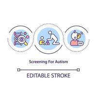 Screening für Autismus-Konzept-Symbol. Diagnose von Kommunikations- und Interaktionsstörungen. Gesundheitsprobleme abstrakte Idee dünne Linie Illustration. Vektor isolierte Umriss-Farbzeichnung. bearbeitbarer Strich