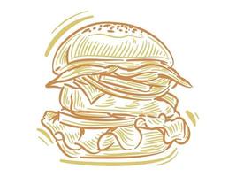 ställa in platt illustration av hamburgare för branding och logotypelement vektor