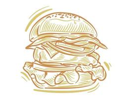 Stellen Sie flache Illustration des Burgers für Branding- und Logoelement ein vektor