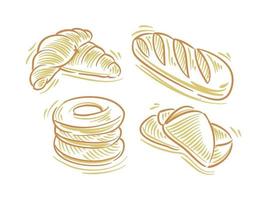 ställa in platt illustration av bröd för branding och logotyp element
