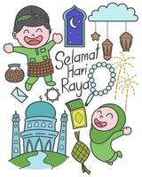 Selamat Hari Raya bedeutet Eid Mubarak für Malaysia Feiertagsfeier vektor