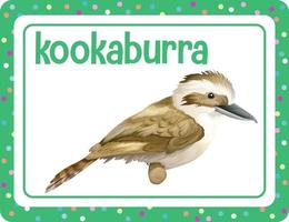 ordförråd flashcard med ordet kookaburra vektor