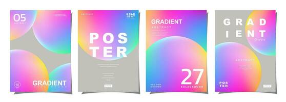 einstellen von kreativ Abdeckungen oder Plakate Konzept im modern minimal Stil zum korporativ Identität, Marke, Sozial Medien Werbung, Werbeaktion. Kreis Design Vorlage mit dynamisch Flüssigkeit Gradient. vektor