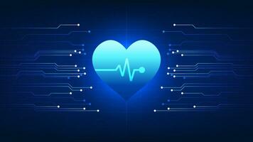 medizinisch Technologie das Herz ist in Verbindung gebracht zu das Technologie Schaltkreis Tafel. modern Technologie Innovation Das Maße das Patienten Herzschlag zum Diagnose und Behandlung. vektor