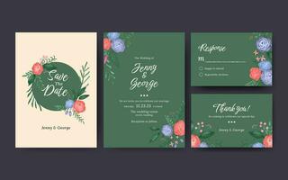 Aquarell Blumen- Hochzeit Einladung Vorlage Design vektor