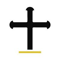 salib ikon fast grå orange Färg påsk symbol illustration. vektor
