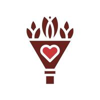 Strauß Liebe Symbol solide braun rot Stil Valentinstag Illustration Symbol perfekt. vektor
