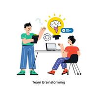 team brainstorming platt stil design vektor illustration. stock illustration