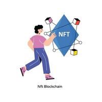 nft Blockchain eben Stil Design Vektor Illustration. Lager Illustration