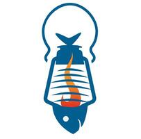 Fisch Symbol Logo Innerhalb Laterne. Vektor