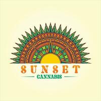 kompliziert Cannabis Mandala mit aztekisch Stil Muster Vektor Abbildungen zum Ihre Arbeit Logo, Fan-Shop T-Shirt, Aufkleber und Etikette Entwürfe, Poster, Gruß Karten Werbung Geschäft Unternehmen