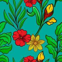 Blumen- nahtlos Muster. abstrakt Hintergrund mit einfach Blumen, Blätter, Geäst. Freiheit Stil Tapeten. elegant ditsy Textur. wiederholen natürlich Design zum Dekor, Stoff, druckt vektor
