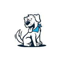 leende hund logotyp design begrepp vektor
