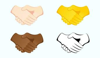 handslag ikon av olika hud toner vektor illustration.