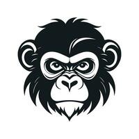 Affe Vektor Logo einfach realistisch Natur Primas Afrika Gorilla Krallenaffen Schimpanse Kunst Zeichnung Illustration wild Tier