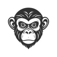 Affe Vektor Logo einfach realistisch Natur Primas Afrika Gorilla Krallenaffen Schimpanse Kunst Zeichnung Illustration wild Tier