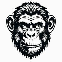 Affe Vektor Logo einfach realistisch Natur Primas Afrika Gorilla Krallenaffen Schimpanse Kunst Zeichnung Illustration wild Tier