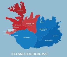 Island politische Karte teilen nach Staat bunte Umrisse Einfachheit Stil. vektor