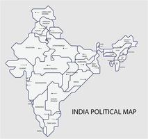 Indien politisk karta dela med staten färgglada disposition enkelhet stil. vektor