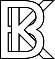 logotyp tecken bk, kb ikon tecken två interlaced brev b, k vektor