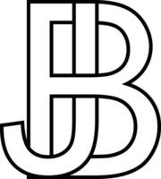 logotyp tecken bj, J B ikon tecken två interlaced brev b, j vektor