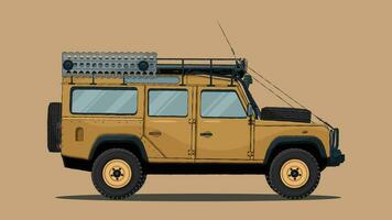 äventyr jeep vektor illustration, årgång av väg fordon, gammal bil grafik