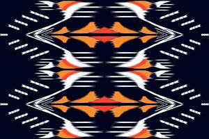 nahtlos Muster von Ikat Paisley, traditionell nahtlos Muster, schwarz Hintergrund. aztekisch Stil, abstrakt Stickerei, Vektor Design zum drucken Stoff Textur.