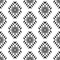 geometrisch Stammes- Ornament Design mit nahtlos wiederholen Muster. aztekisch und navajo ethnisch Stil. schwarz und Weiß Farbe. Design zum Textil, Stoff, Vorhang, Teppich, Shirt, rahmen. vektor