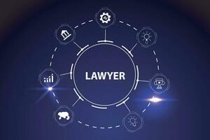 Anwalt Symbol Zeichen mit Blase und Technologie Konzept Vektor Illustration