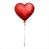 rot Herz geformt Ballon isoliert detailliert Hand gezeichnet Gemälde Illustration vektor