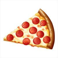 pepperoni ost pizza skiva isolerat detaljerad hand dragen målning illustration vektor