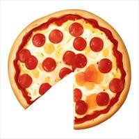 skivad pepperoni ost pizza topp se isolerat detaljerad hand dragen målning illustration vektor