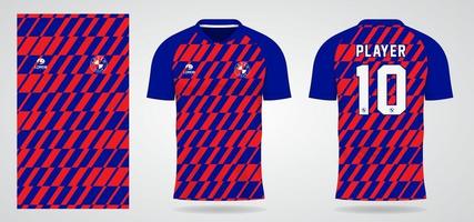 blau-rote Sporttrikotschablone für Mannschaftsuniformen und Fußball-T-Shirt Design vektor