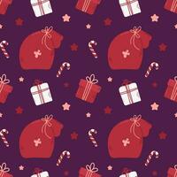 Weihnachten nahtlos Muster mit Geschenk und Süßigkeiten vektor