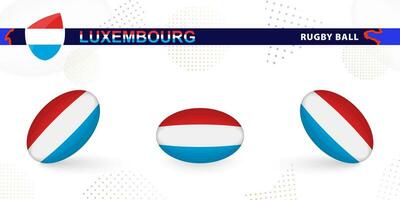 rugby boll uppsättning med de flagga av luxemburg i olika vinklar på abstrakt bakgrund. vektor