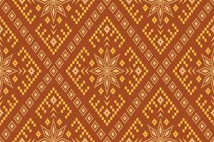 Orange Jahrgänge Kreuz Stich traditionell ethnisch Muster Paisley Blume Ikat Hintergrund abstrakt vektor