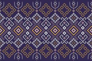 lila Kreuz Stich traditionell ethnisch Muster Paisley Blume Ikat Hintergrund abstrakt aztekisch afrikanisch indonesisch indisch nahtlos Muster zum Stoff drucken Stoff Kleid Teppich Vorhänge und Sarong vektor