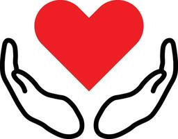 kostenlos Vektor Nächstenliebe Logo, Hände unterstützen Herz Symbol eben Design Vektor Illustration