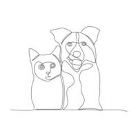 kontinuerlig ett linje teckning av hund sällskapsdjur ut linje vektor konst teckning minimalistisk design