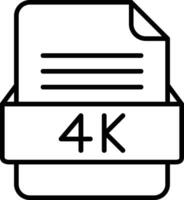 4k fil formatera linje ikon vektor