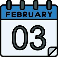 3 Februar gefüllt Symbol vektor