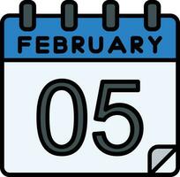 5 Februar gefüllt Symbol vektor