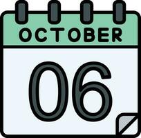 6 Oktober gefüllt Symbol vektor