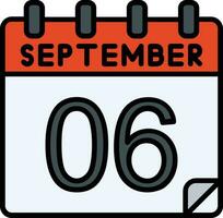 6 September gefüllt Symbol vektor
