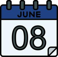 8 Juni abgelegt Symbol vektor
